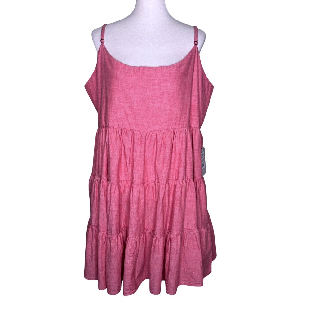 Wrangler Retro Peach Pink Tiered Cotton Mini Dress Plus XXL Sleeveless Smocked